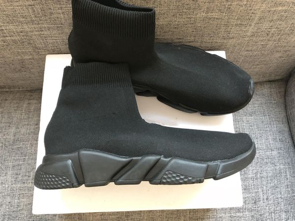 

2019 luxury sock speed knitted trainers casual sneakers speed trainer sock race fashion black shoes men and women high cut soft shoesd09