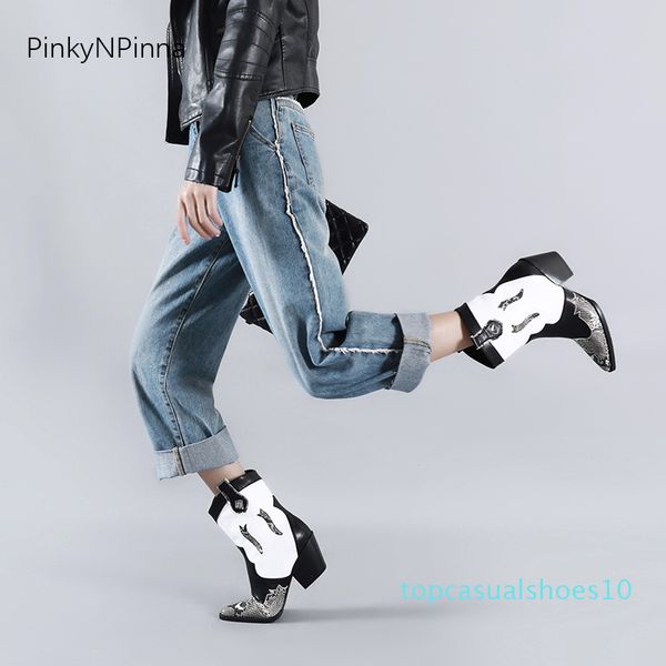 

super code woman boots cowboy boots black and white snake high with short t10