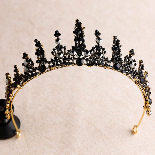 

diezi vintage black baroque bridal tiaras hairband headpiece princess pageant crystal crown for wedding bridal hair accessories, White;golden