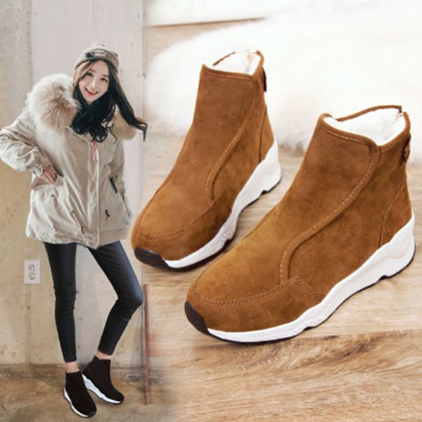 

new women's snow boots in autumn and winter 2019, high heel, thick sole, buckle, antiskid and thickened women's short boots, Black