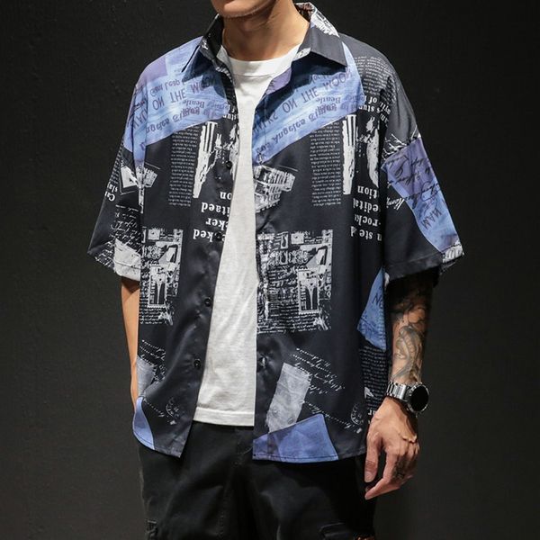 

мода ретро рубашка мужская прилив новая мода рубашка с коротким рукавом удобные camisas masculina печатных гавайский, White;black