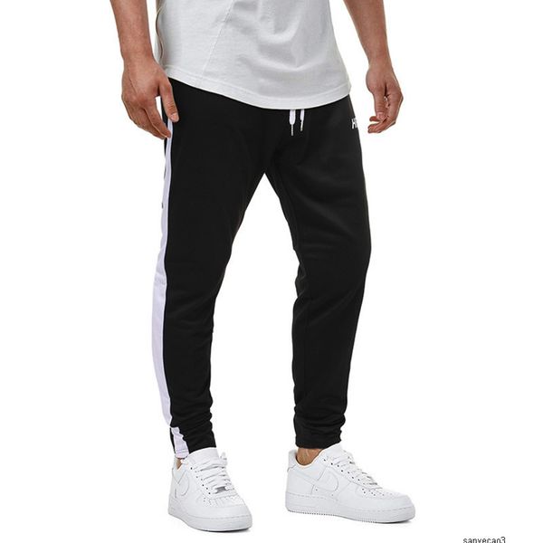 

mens designer middle white sports casual running pants leggingsh, Black