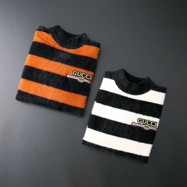 

luxury mens sweater fashion long-sleeved black white stripe printed lovers sweater autumn loose fitting pullover sweater -3xl, White;black