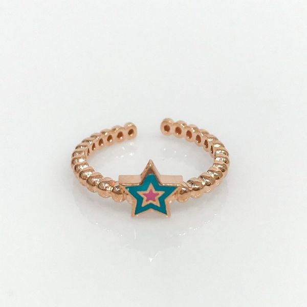 

tiny unconscionable trend colorful star silver joint ring, Golden;silver