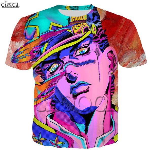 

2020 new style japan anime jojo's bizarre adventure t shirt 3d print fashion men women short sleeve streetwear s-5xl, White;black