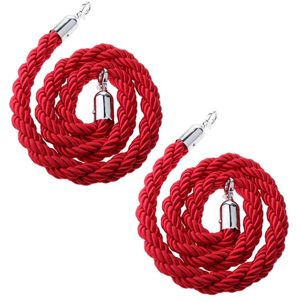 

2pieces 1.5m stanchion rope control post crowd twisted queue line barrier red