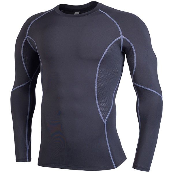 

running shirts dry fit mens gym clothing scoop neck long sleeves yldiyo underwear body building suiit polyy, Black;blue