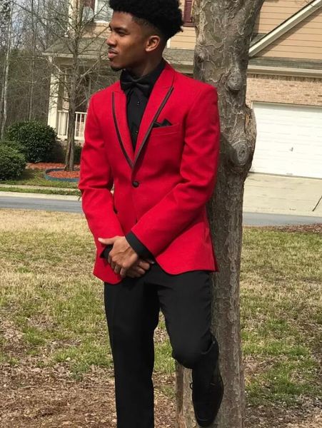 

red mens suits for wedding groomsmen tuxedos for prom party notched lapel one button formal suit (jacket+pants), Black;gray