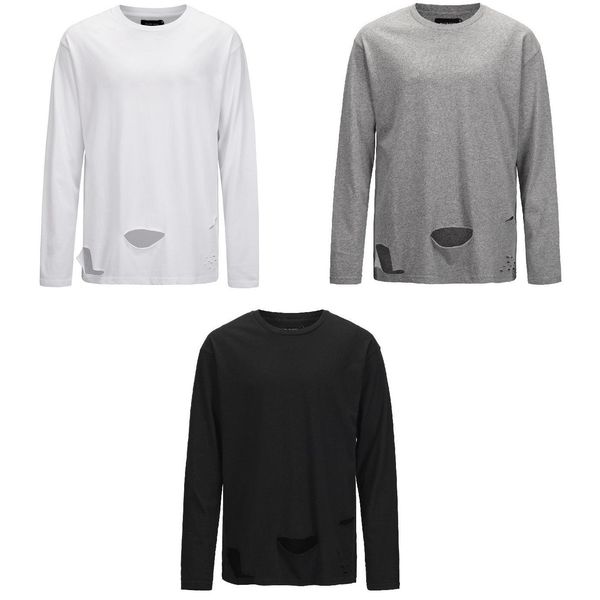 

cool2019 skirt street high holes rendering unlined upper garment oversize style easy round neck concise men and women long sleeve t the, White;black