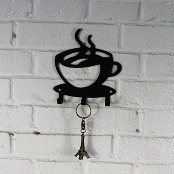

key hook space saving decoration hanger rack wall mounted storage practical home metal durable holder coffee cup shape hallway