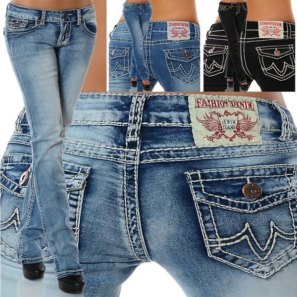

brand new casual skinny long jeans women mid waist pencil jeans denim pants women elastic stretch stretchy fashion femme, Blue
