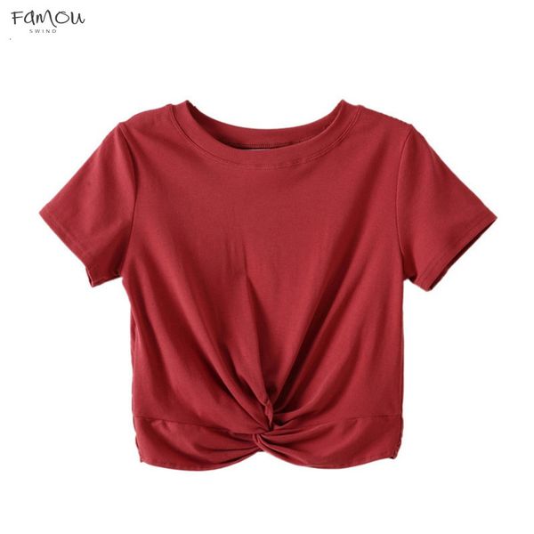 

New Fashion Summer Crop Tops Women Short Sleeve O Neck Petal Sleeve Cross-Knotted Tops T-Shirt Drop Shipping Good Quality