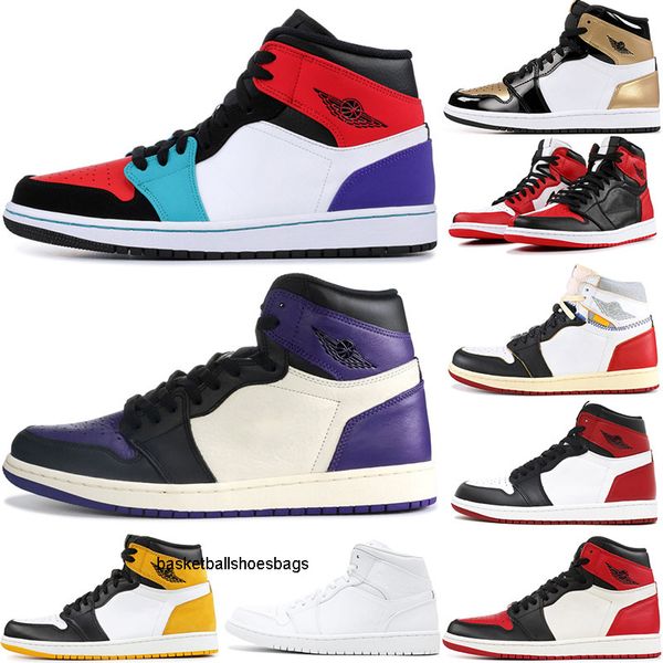 

not for resale 2019 basketball shoes 1 1s phantom unc union gold black bred toe court purple mens athletic sports sneakers 7-12