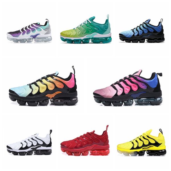 

b08 2020 tn plus metallic white silver triple black men running shoes plus trainer sneaker shoes size 36-45