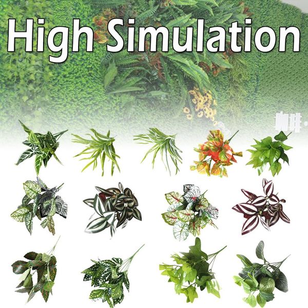 

13 styles artificial plant leaf flower with leaf plastic green grass tree plant fake for home wedding l party decor