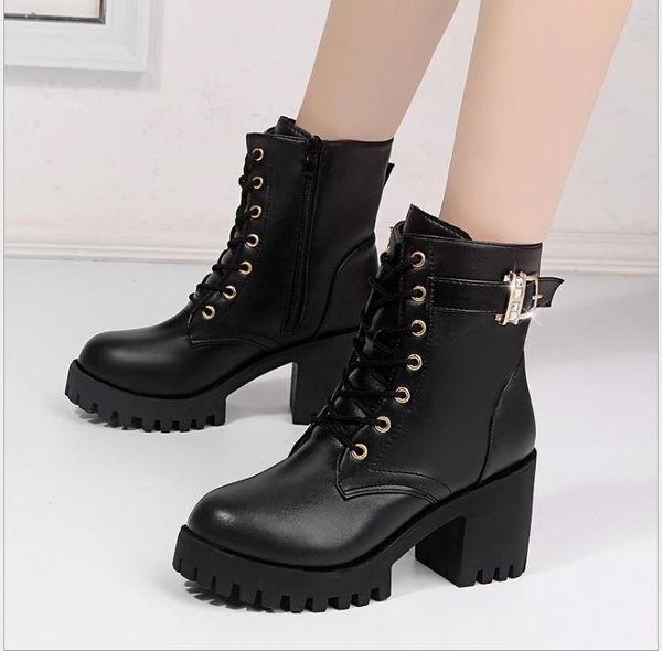 

breathable martin boots lady vintage tube joker short boots, Black