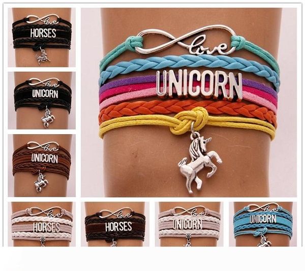 

fashion multicolor unicorn pendant weaving bracelet jewelry charm chain home party lovely gift ing, Golden;silver