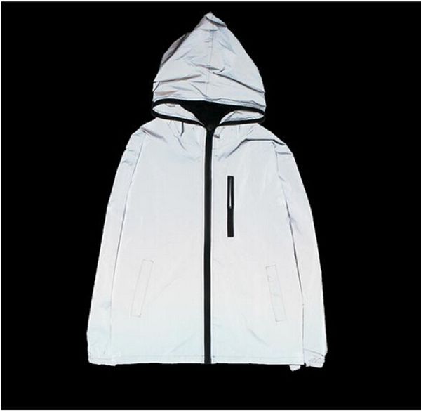 

new 3m reflective jacket men women windbreaker jackets hooded streetwear coats 3m jacket windbreakers s-4xl, Black;brown