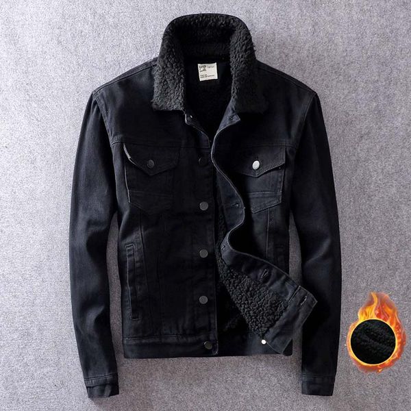 

jacket men winter thermal jeans jacket windproof thicken demin fashion jackets clothes, Black;brown