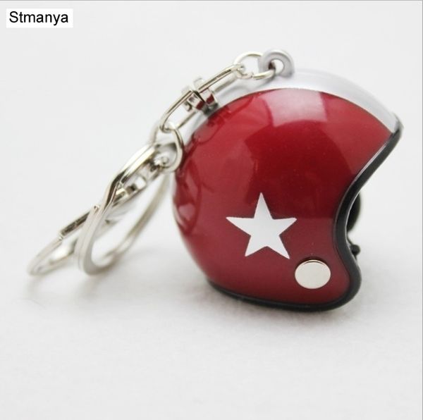 AMOYER Forma de Estrella de Cinco Puntas de la Motocicleta Llavero Sombrero del Caballero Casco Llavero Rosado del Colgante del Bolso Colgante de la Llave del Coche