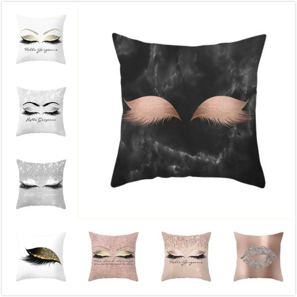 

ruldgee 1pc polyester cover pillow cases soft eyelash printed 45x45cm pillow cover bedroom