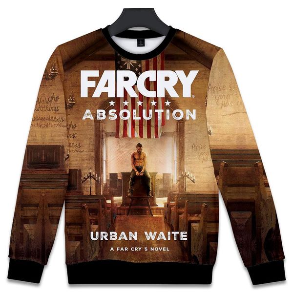 

2019 loose style funny game far cry 5 3d print hooded men/women 3d round neck without cap brand clothing casual long sweatshirts, Black