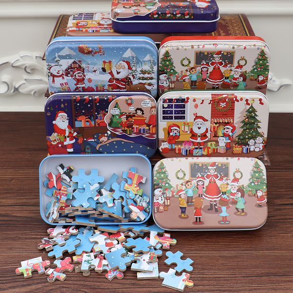 

christmas wooden jigsaw puzzle kids toy santa claus jigsaw xmas children early educational diy jigsaw kids christmas baby gifts dbc dh2436