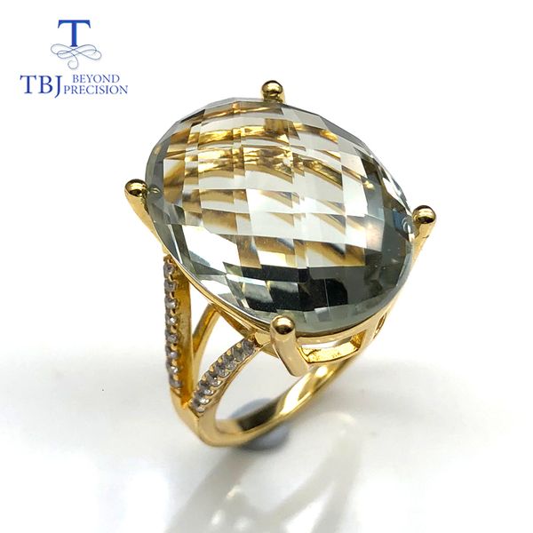 

925 sterling silver big green amethyst rings natural good color gemstone special cuting fine jewerlry anniversary gift for women cj191210, Slivery;golden