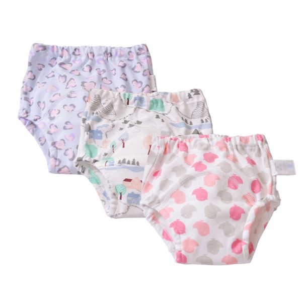 

3 pack cotton training pants new 4 layers cartoon print reusable cloth diapers baby training pants waterproof baby cloth nappies