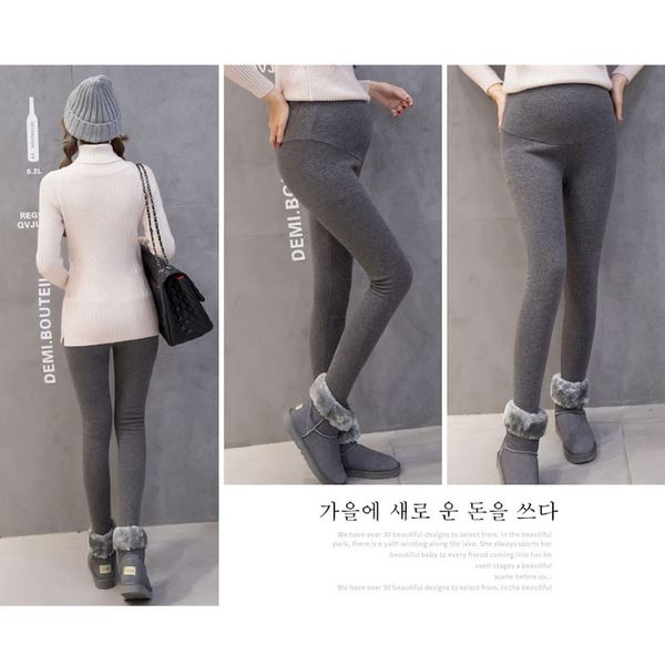 

with velvet maternity leggings winter thickening clothes for pregnant women trousers high waist warm pregnancy pants maternity, Blue