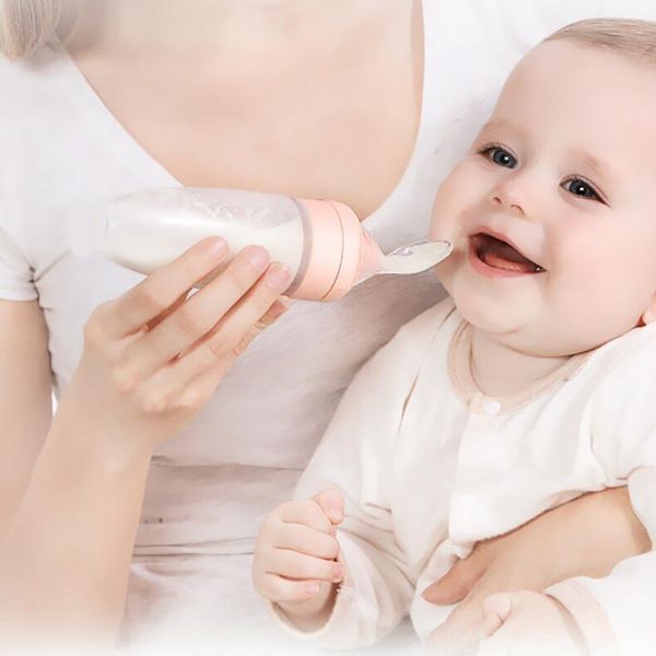 

2020 newborn feeding bottle silicone training rice spoon infant cereal supplement feeder safe