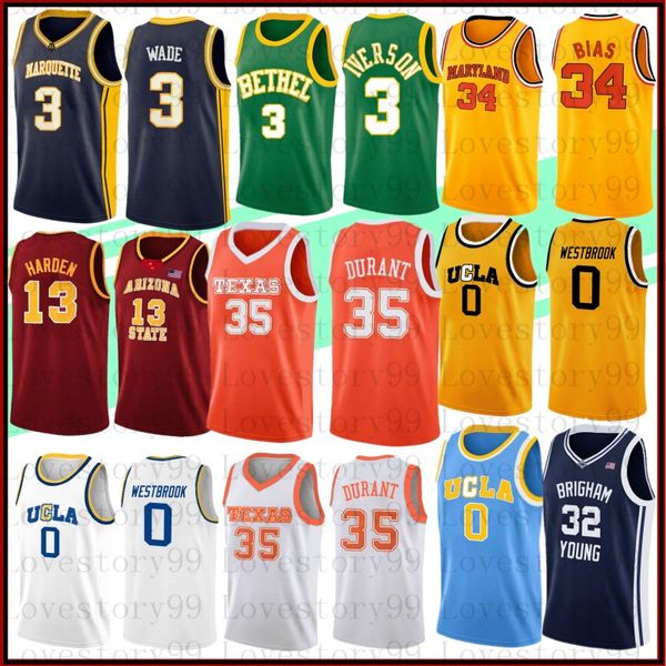 

NCAA Dwyane 3 Wade College Mens Basketball Jerseys Kobe 33 Bryant Allen 3 Iverson James 13 Harden Kevin 35 Durant Russell 0 Westbrook New