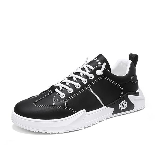 

man shoes sneakers breathable flat men shoes leather male comfortable lightweight men classic white, Black