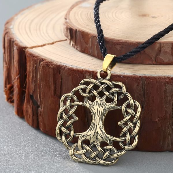 

qiming fashion jewelry yggdrasil tree of life ash tree world viking scandinavian jewelry pendant silvered bronze necklace, Silver