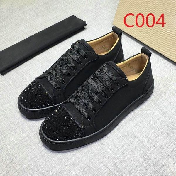 

designer sneakers low red bottoms spikes flats shoes men womens suede leather sneakers party designer shoes d05, Black
