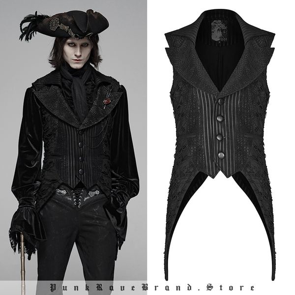 

punk rave men's gothic dark stripe decadent asymmetric vest steampunk party club casual sleeveless mens vest, Black;white