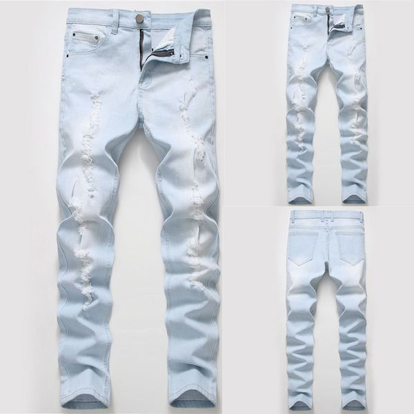

new fashion men's casual personality slim fit denim jeans pants pantalon hombre men casual pants men trousers high quality, Black