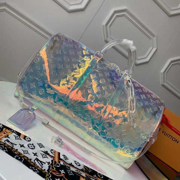 

luggage bags women patent leather hand bags men shoulder travel bags 3aa+ purse tote sac keepall 55cm louis vuitton, Black