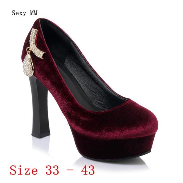

women high heel shoes platform pumps woman thin high heels party wedding shoes ladies kitten heels plus size 33 - 40 41 42 43, Black