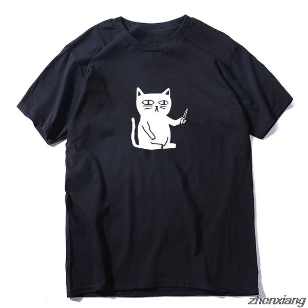 

cool summer loose men t shirt casual short sleeve cat print men tshirt male summer t-shirt tee shirts, White;black