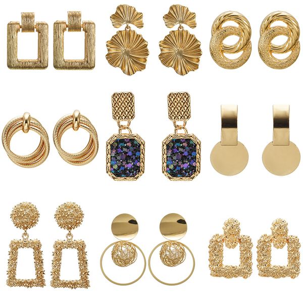 

metal multicolored drop dangle earrings for women geometric wedding party vintage earring female bohemian earrings, Silver