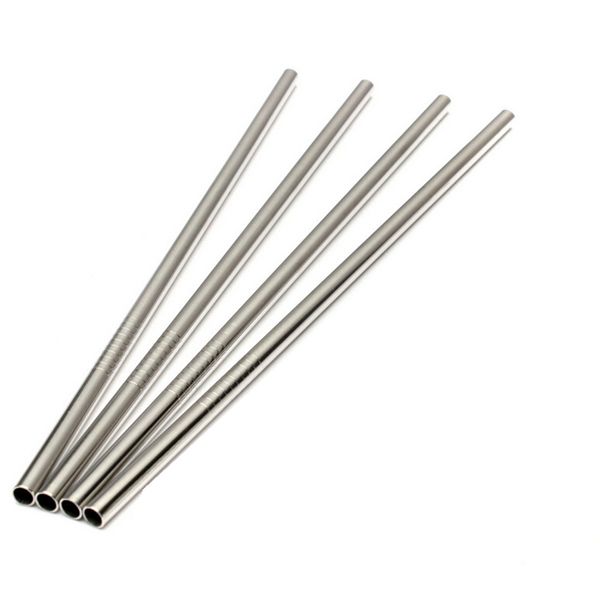 

eco-friendly straight metal drinking straw stainless steel reusable straws for beer fruit juice drink 4pcs