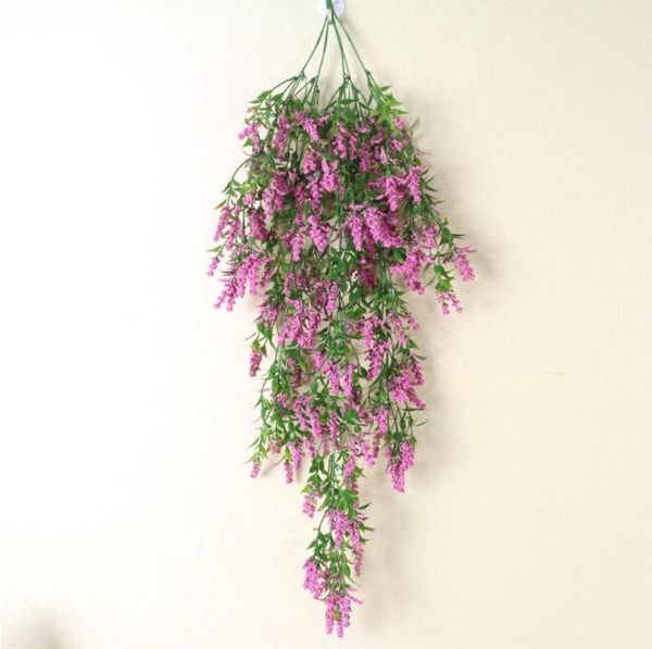 Fiori di lavanda Rattan Viola / bianco / rosa Fiore artificiale Vite 80 cm di lunghezza Lavanda Glicine appeso glicine rattan per decorazioni domestiche