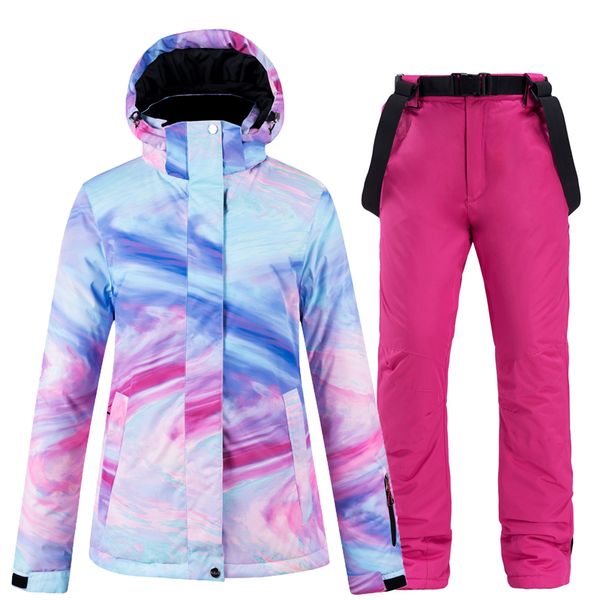 

new thick warm ski suit for women10k waterproof windproof ski suit and snowboard jacket pants set women winter suits street wear