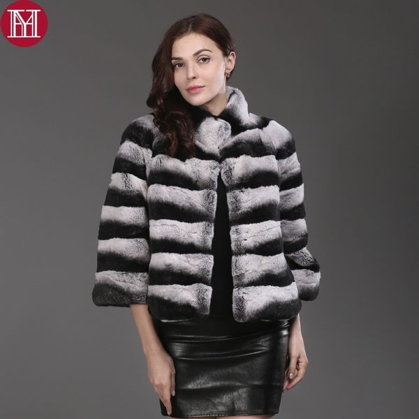 

2019 горячие продажи женщин высокое качество 100% подлинная rex кролик мех шиншилла цвет зима жакк настоящий натуральный rex кролик шуба, Black