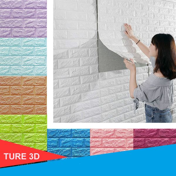 

70x77cm room tv background bedroom decor 3d wall decal waterproof self adhesive wallpaper for kids room brick stone wall stickers