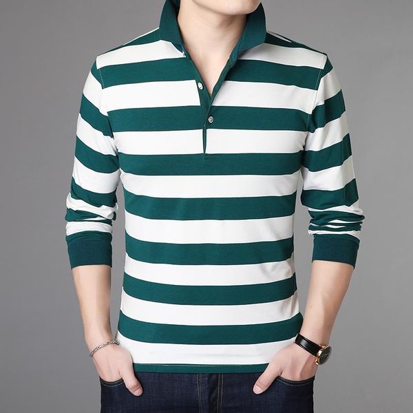 

новый модный бренд поло рубашка мужчины высший сорт slim fit с длинным рукавом мандарин полосатый воротник poloshirt повседневная мужская од, White;black