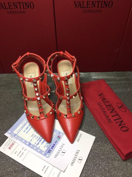 

2019 new pointed toe 2 trap with tud high patent leather luxury rivet women tudded trappy valentine high heel hoe