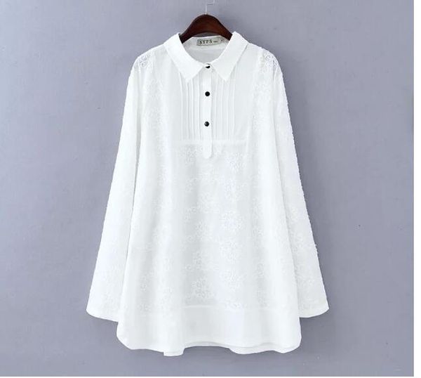

2017 spring plus size clothing white lace pullover basic shirt women medium long loose shirts blouses female blusas xxxl 4xl