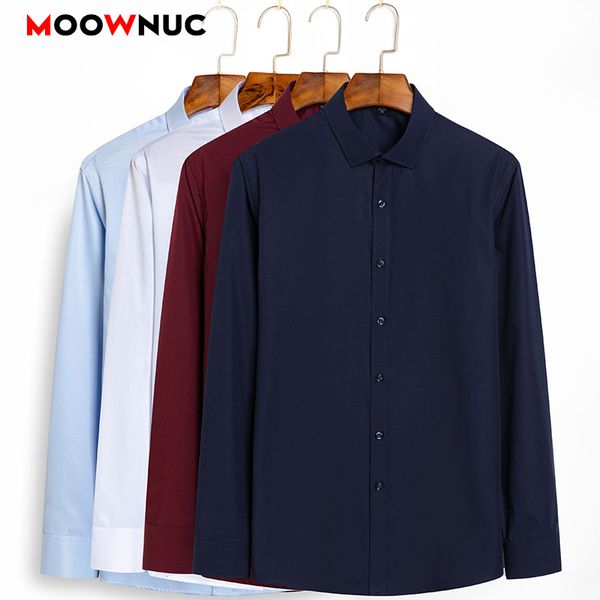 

shirts male no ironing formal wear autumn 2019 workwear solid brand men summer long sleeve banquet plus size 38 40 44 moownuc, White;black
